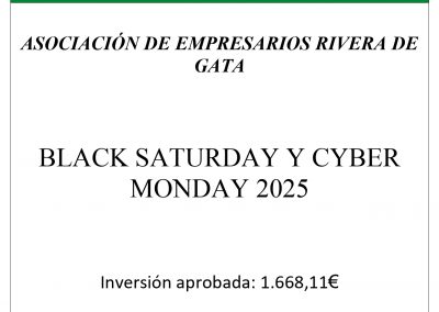 CONCEDIDA AYUDA BLACK SATURDAY Y CYBERMONDAY 2025 A ASOCIACIÓN DE EMPRESARIOS RIVERA DE GATA