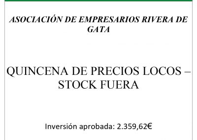 CONCEDIDA AYUDA CAMPAÑA QUINCENA DE PRECIOS LOCOS – STOCK FUERA A ASOCIACIÓN DE EMPRESARIOS RIVERA DE GATA